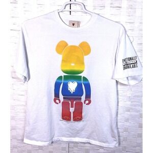 EMOTIONALLY UNAVAILABLE GRADIENT BEARBRICK X Medicom White TShirt Size Large